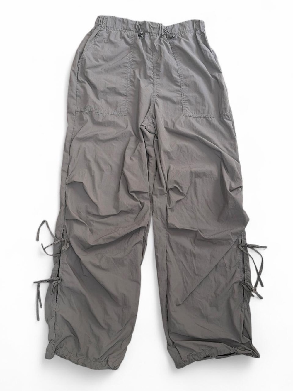 Women's Gray Drawstring Track Joggers with Side Tie Details
